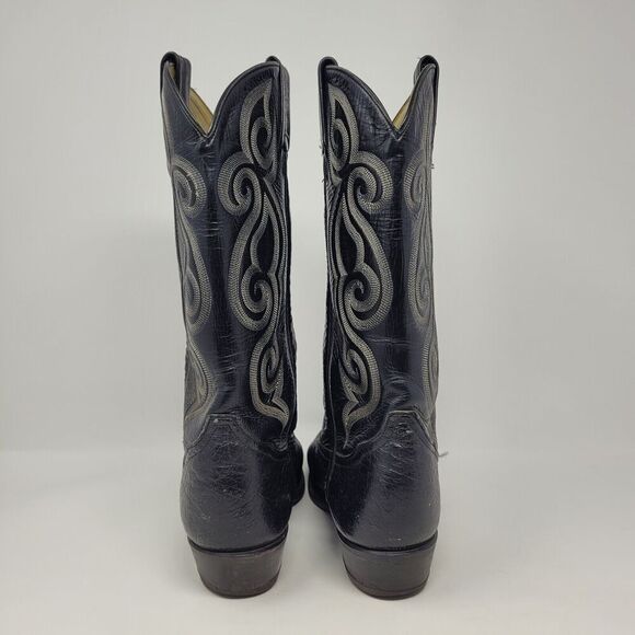 Tony Lama Boots Mens 8.5D Black Leather Western Cowboy Rodeo 8410 - Picture 4 of 11